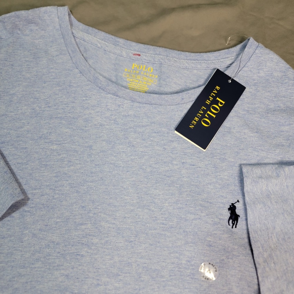 New Polo Ralph Lauren T Shirt Men's XL Blue Custom Slim Fit Short Sleeve NWT